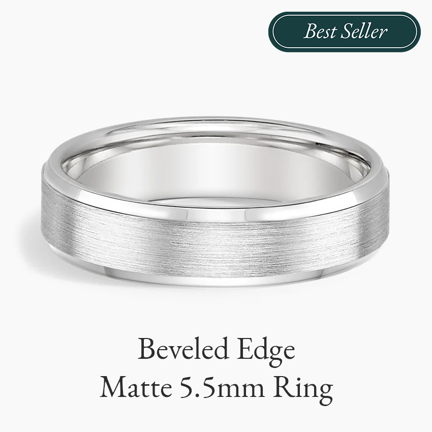 Beveled Edge Matte 5.5mm Wedding Ring 