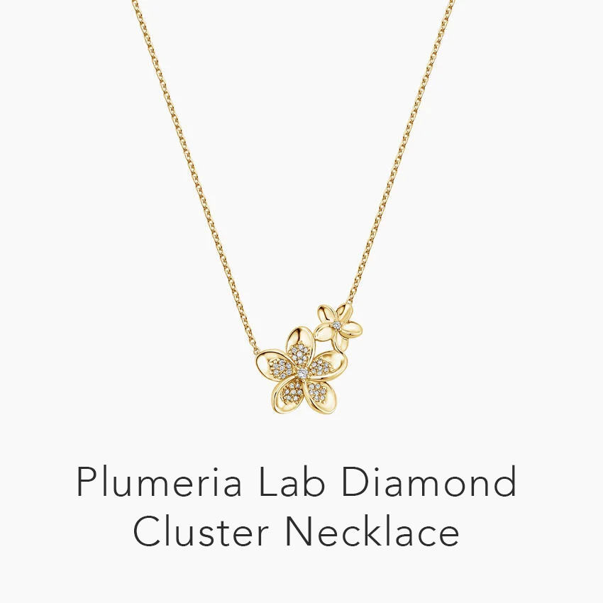 Plumeria Lab Diamond Cluster Necklace 