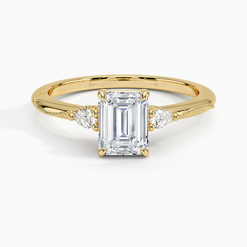 Camellia Three Stone Pear Diamond Ring