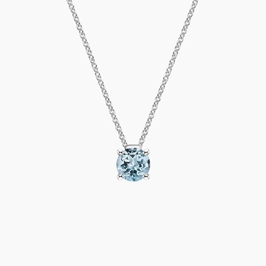 Floating Solitaire Aquamarine Pendant