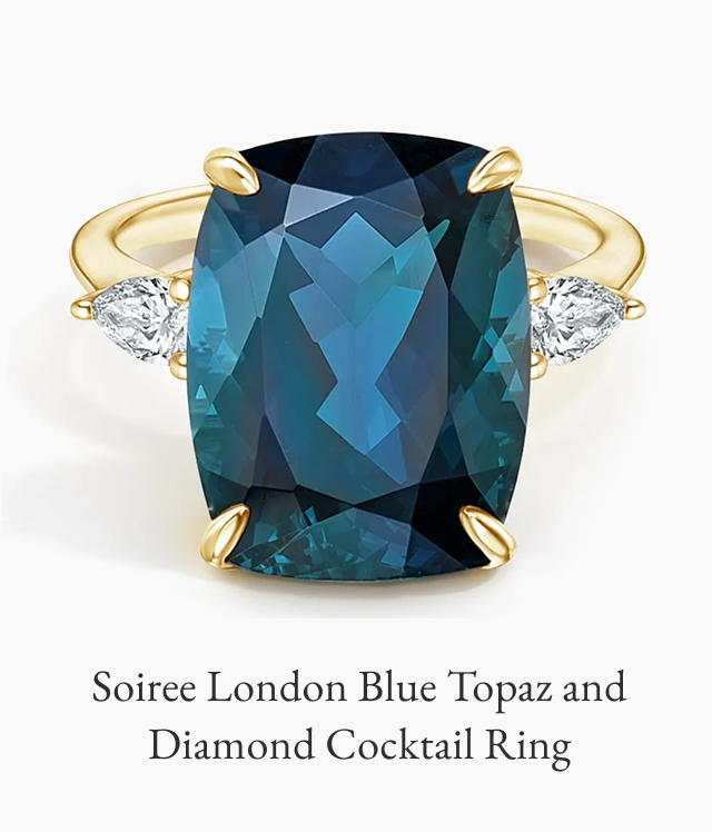 Soiree London Blue Topaz and Diamond Cocktail Ring
