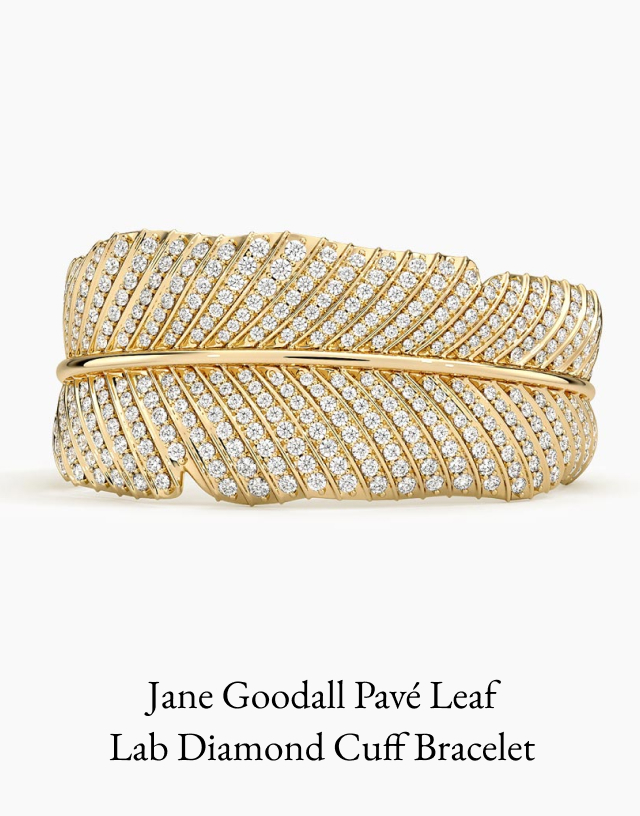 Jane Goodall Pavé Leaf Lab Diamond Cuff Bracelet 