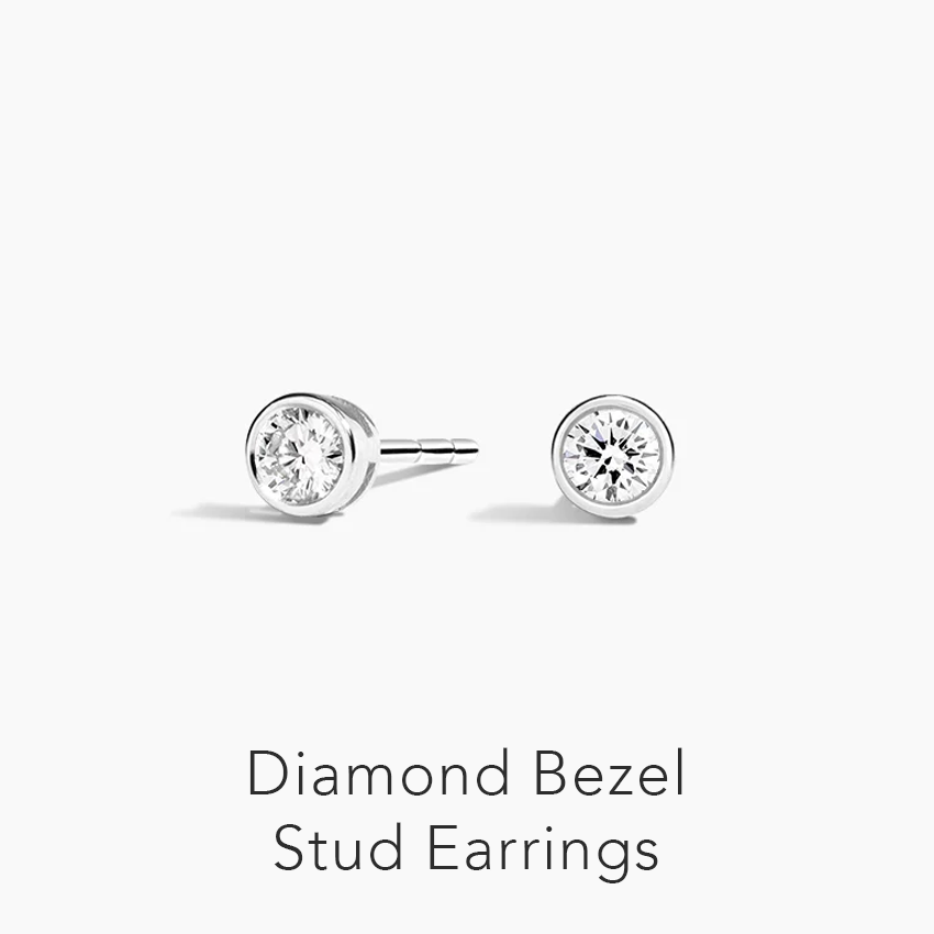 Diamond Bezel Stud Earrings