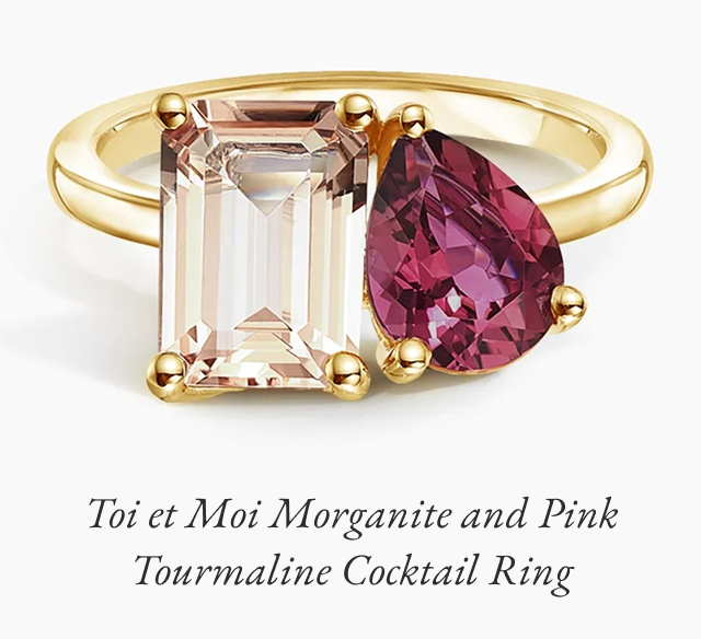 Toi et Moi Morganite and Pink Tourmaline Cocktail Ring