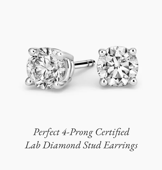 Perfect 4-Prong Certified Lab Diamond Stud Earrings 