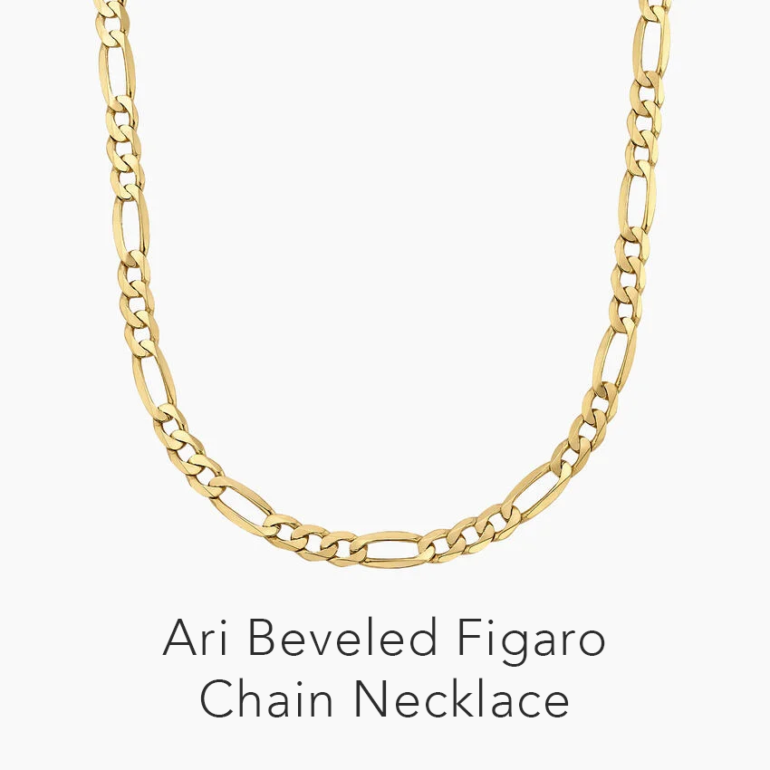 Ari 20 in. Beveled Figaro Chain Necklace
