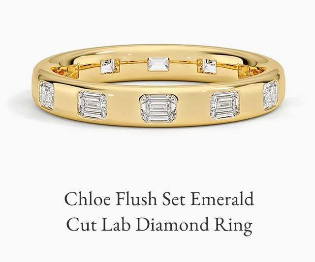 Chloe Flush Set Emerald Cut Lab Diamond Ring