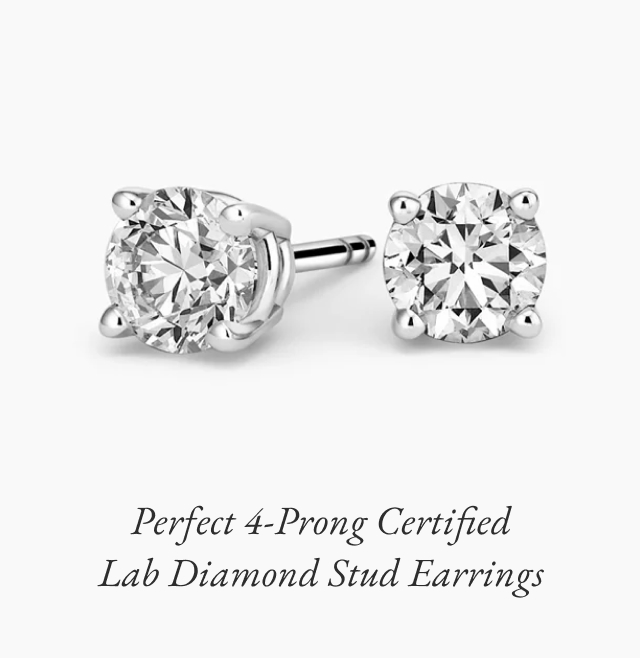 Perfect 4-Prong Certified Lab Diamond Stud Earrings 