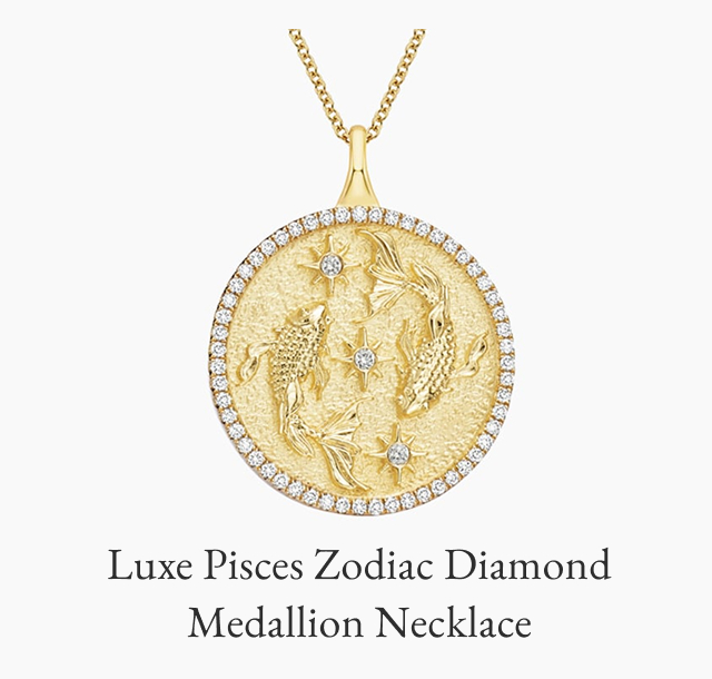 Luxe Pisces Zodiac Diamond Medallion Necklace