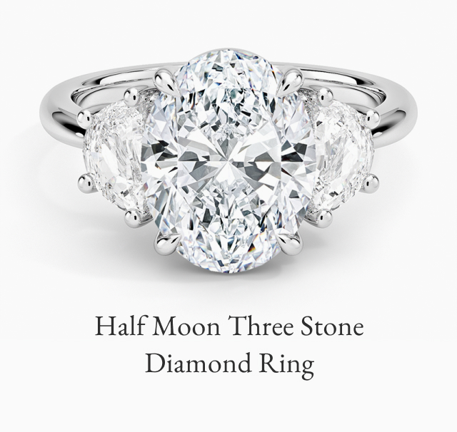 Half Moon Three Stone Diamond Ring 