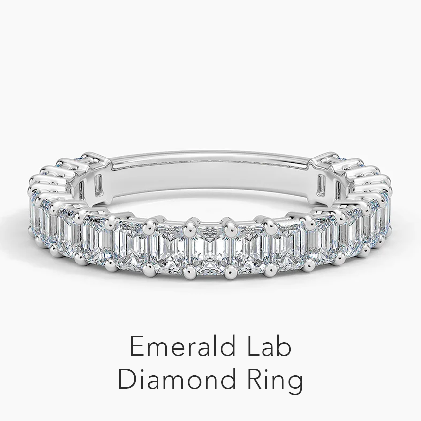 Emerald Three-Quarter Coverage Lab Diamond Ring