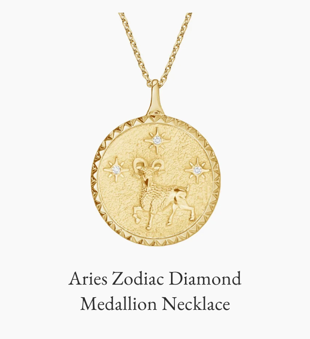 Aries Zodiac Diamond Medallion Necklace 