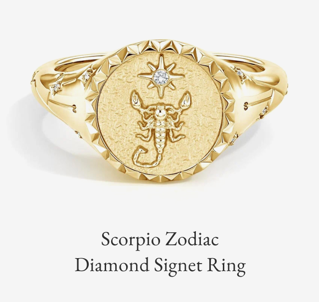 Scorpio Zodiac Diamond Signet Ring