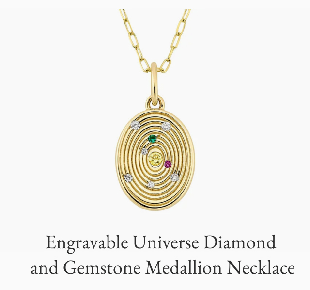 Engravable Universe Diamond and Gemstone Medallion Necklace