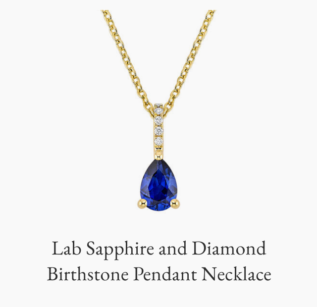 Lab Sapphire and Diamond Birthstone Pendant Necklace