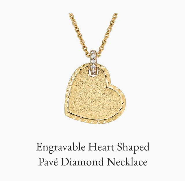 Engravable Heart Shaped Pavé Diamond Necklace