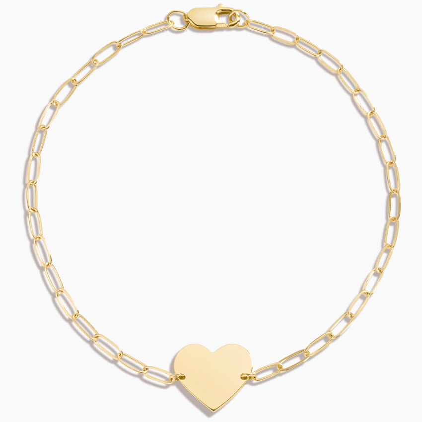 Engravable Heart Paperclip Chain Bracelet