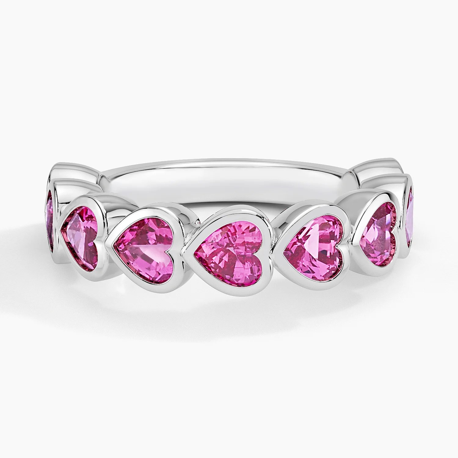 Heart Shaped Lab Pink Sapphire Bezel Ring