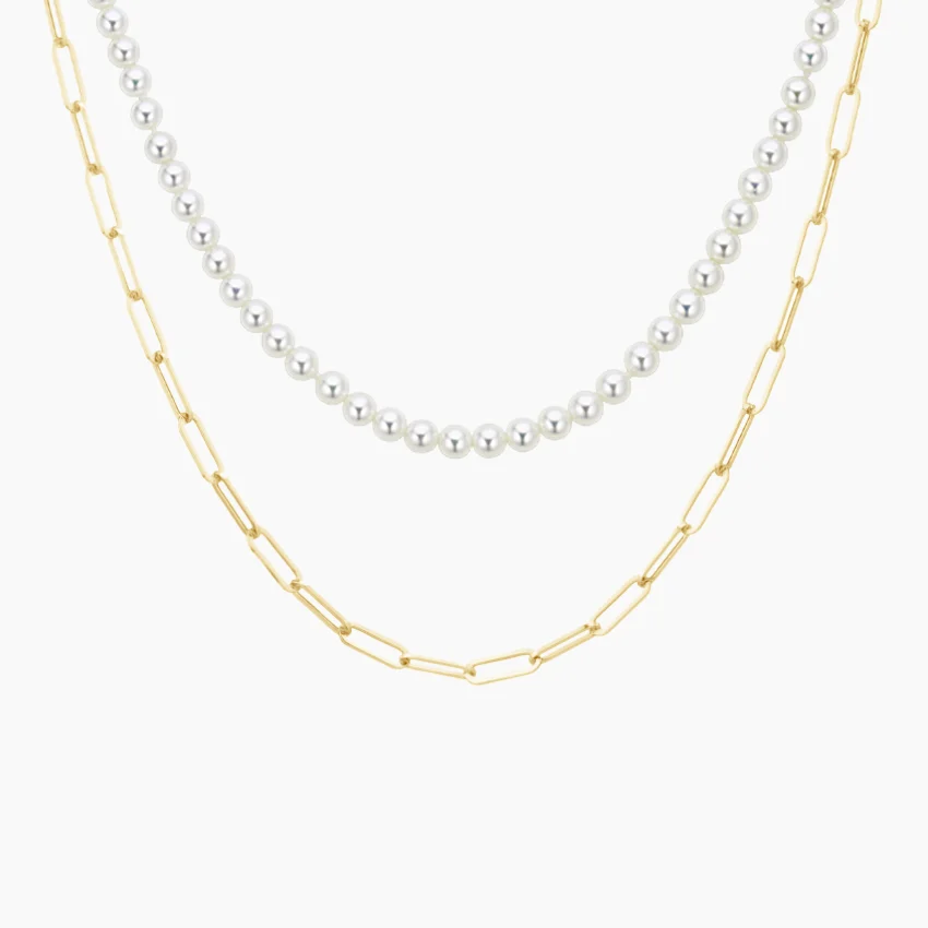 The Dreamer Pearl and Paperclip Chain Necklace Set