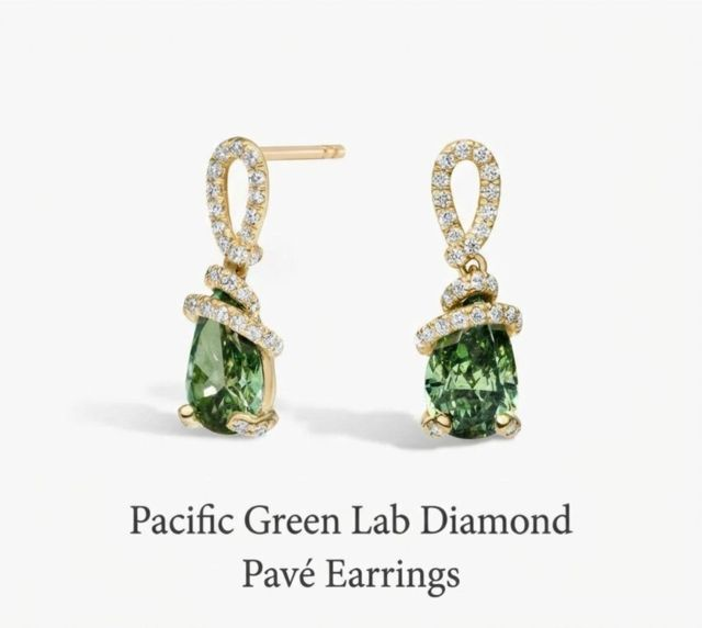 Pacific Green Lab Diamond Pavé Earrings