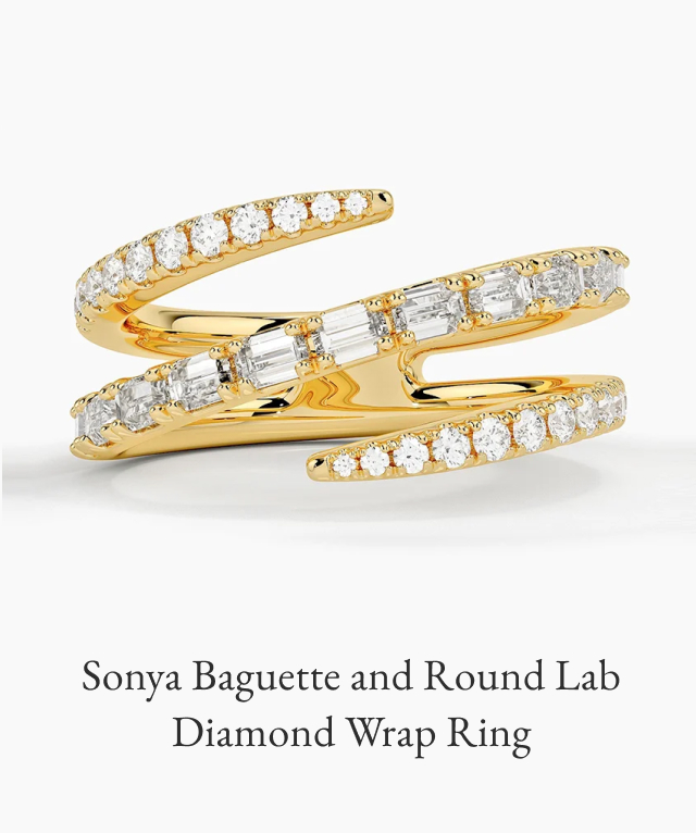 Sonya Baguette and Round Lab Diamond Wrap Ring 