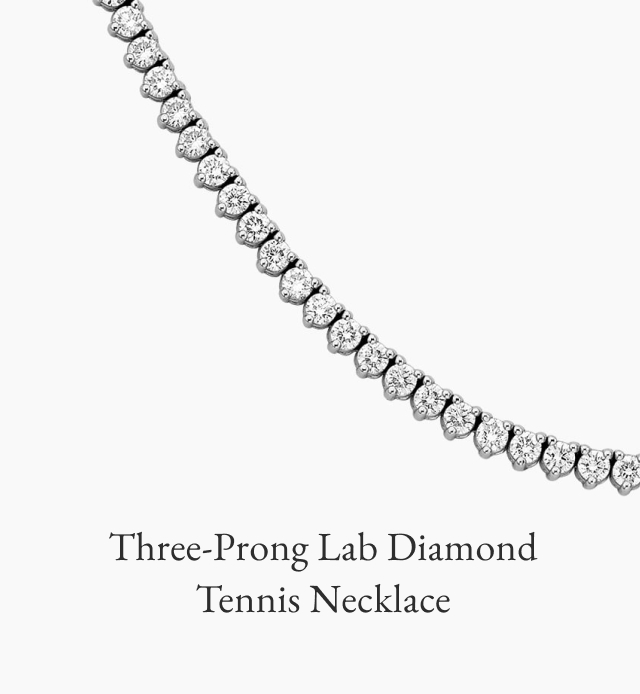 Three-Prong Lab Diamond Tennis Necklace 