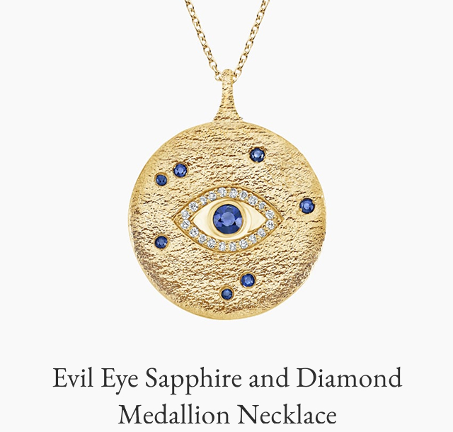 Evil Eye Sapphire and Diamond Medallion Necklace