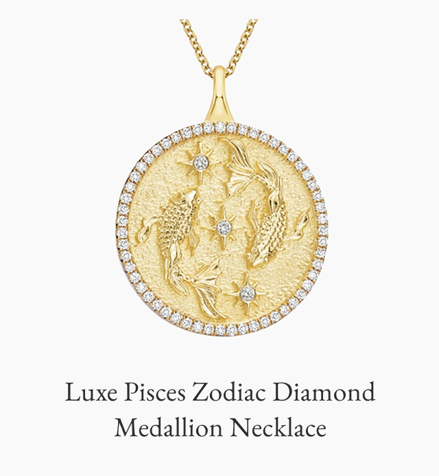Luxe Pisces Zodiac Diamond Medallion Necklace