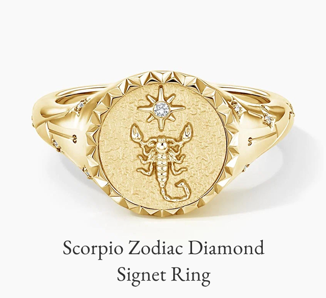 Scorpio Zodiac Diamond Signet Ring