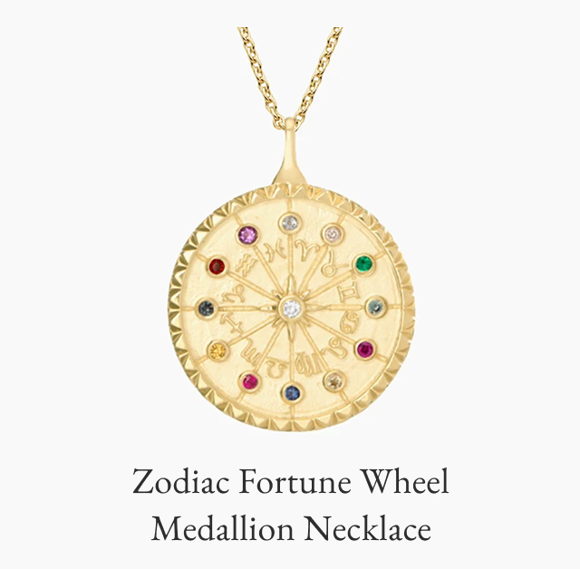 Zodiac Fortune Wheel Medallion Necklace