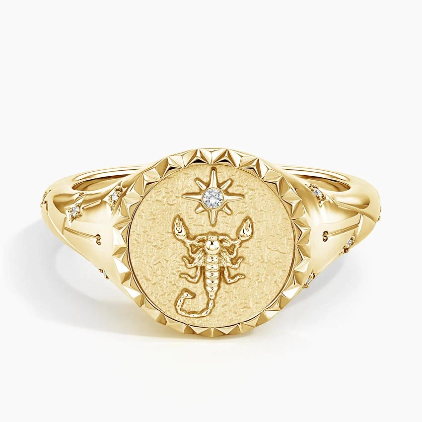 Scorpio Zodiac Diamond Signet Ring