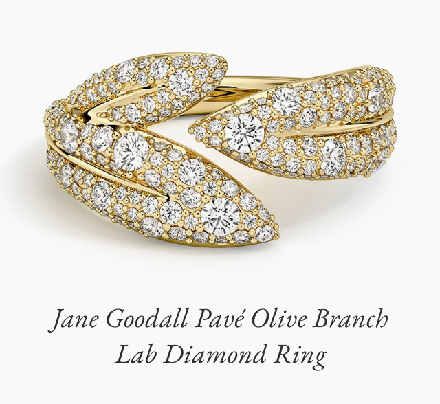 Jane Goodall Pavé Olive Branch Lab Diamond Ring
