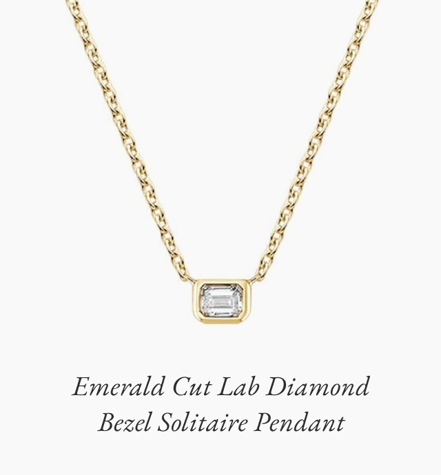 Emerald Cut Lab Diamond Bezel Solitaire Pendant