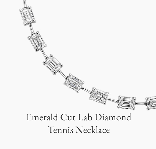 Emerald Cut Lab Diamond Tennis Necklace
