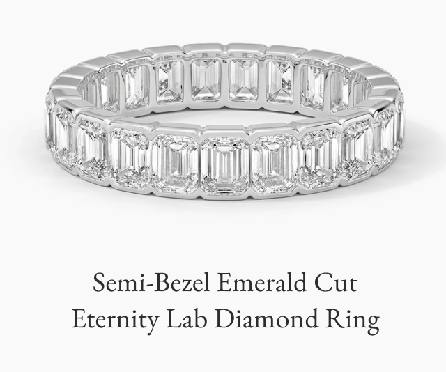 Semi-Bezel Emerald Cut Eternity Lab Diamond Ring 