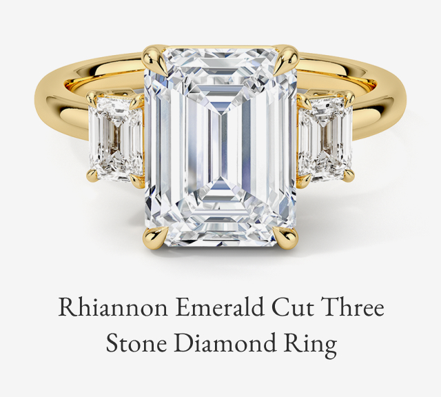 Rhiannon Emerald Cut Three Stone Diamond Ring