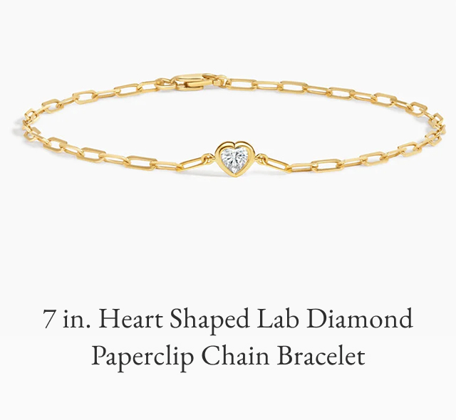 7 in. Heart Shaped Lab Diamond Paperclip Chain Bracelet