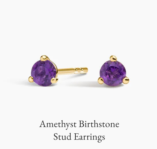 Amethyst Birthstone Stud Earrings 