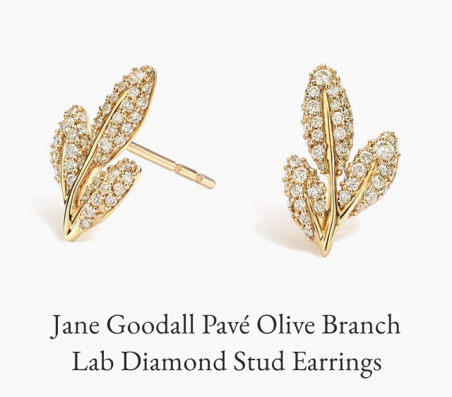 Jane Goodall Pavé Olive Branch Lab Diamond Stud Earrings