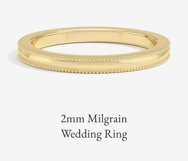2mm Milgrain Wedding Ring