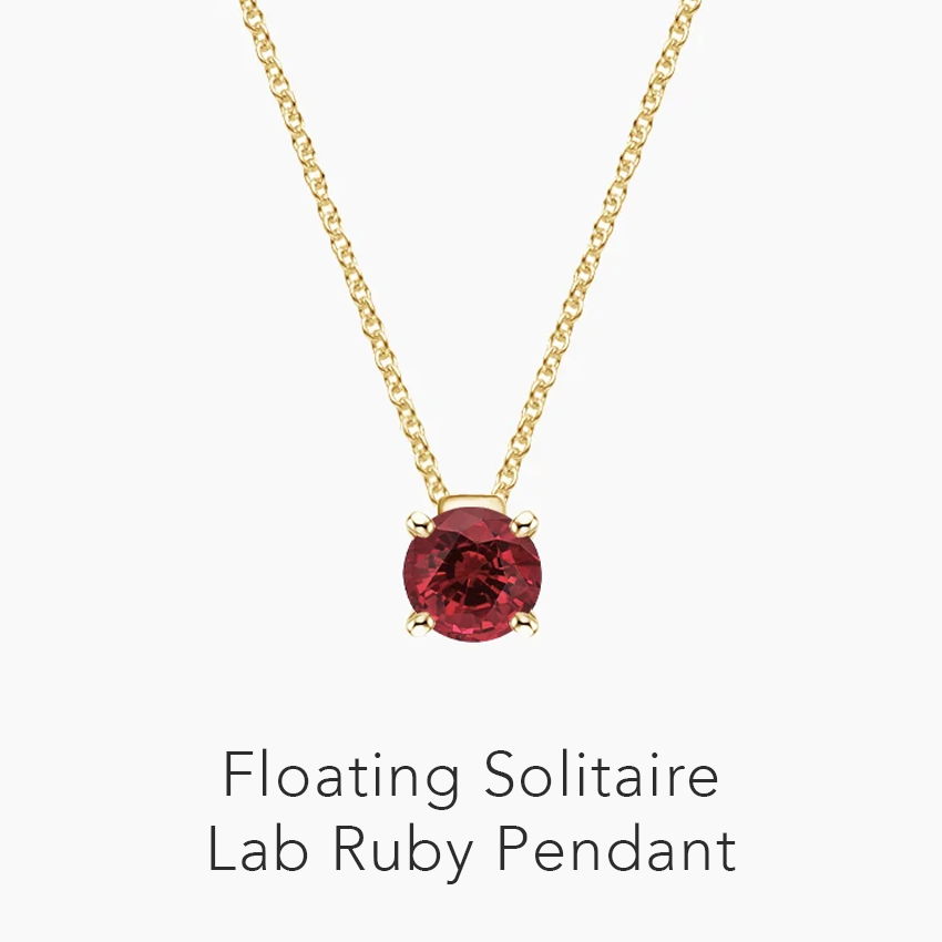 Floating Solitaire Lab Ruby Pendant