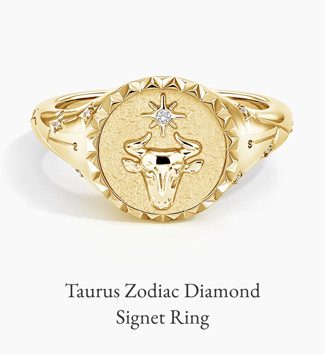 Taurus Zodiac Diamond Signet Ring