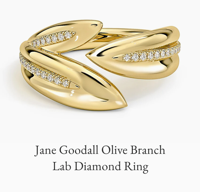 Jane Goodall Olive Branch Lab Diamond Ring