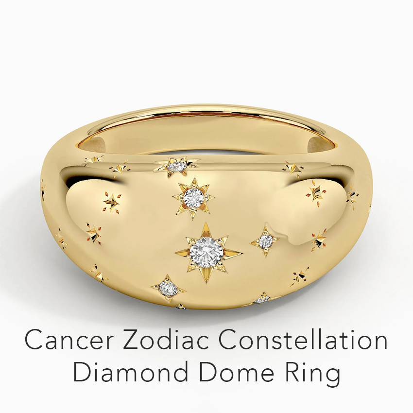 Cancer Zodiac Constellation Diamond Dome Ring