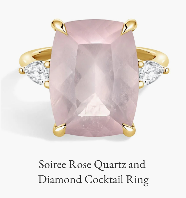 Soiree Rose Quartz and Diamond Cocktail Ring 