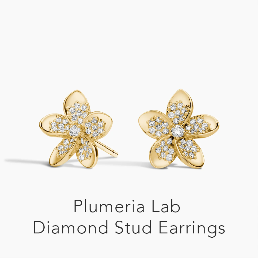 Plumeria Lab Diamond Stud Earrings
