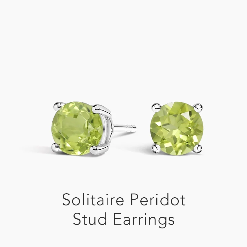 Solitaire Peridot Stud Earrings
