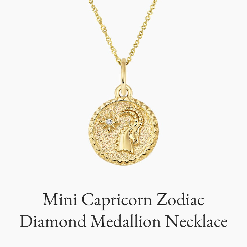 Mini Capricorn Zodiac Diamond Medallion Necklace