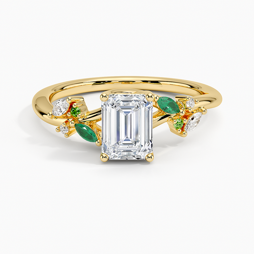 Arden Diamond Ring with Lab Emerald Accents