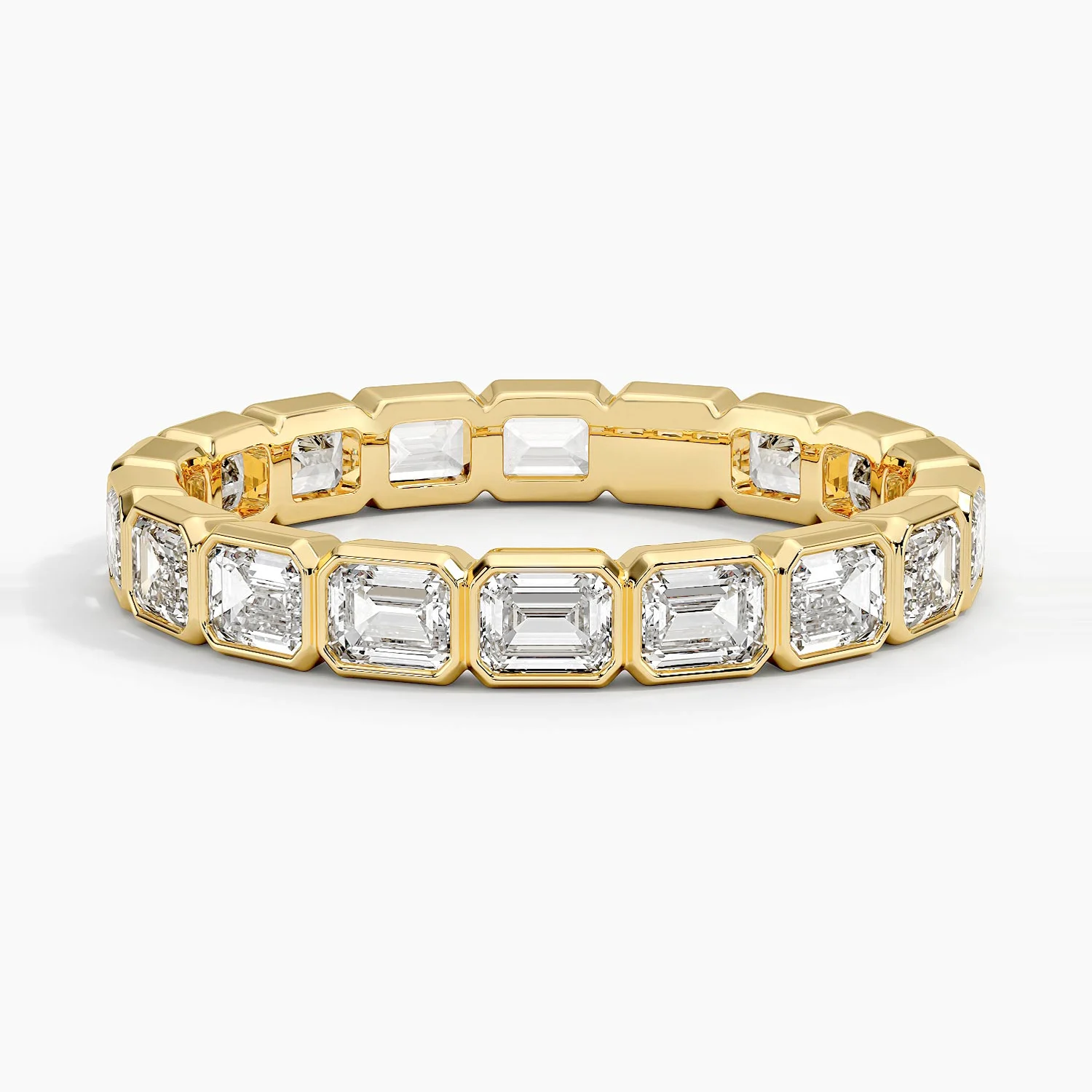 East-West Bezel Emerald Cut Eternity Lab Diamond Ring